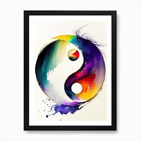 Colourful Yin And Yang 3 Japanese Ink Art Print