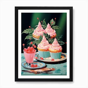 Cake With Frosting Vintage Cookbook Style 3 Art Print