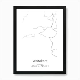 Waitakere,New Zealand Minimalist Map Art Print