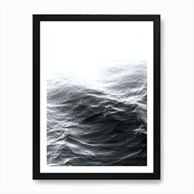 Abstract Waves Lake Ocean Black And White Art Print