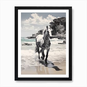 A Horse Oil Painting In Praia Da Marinha, Portugal, Portrait 1 Art Print