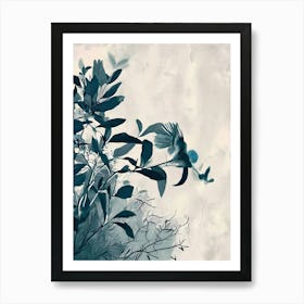 Blue Bird On A Branch Art Print