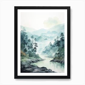 Watercolour Of Danum Valley Conservation Area   Borneo Malaysia 3 Art Print