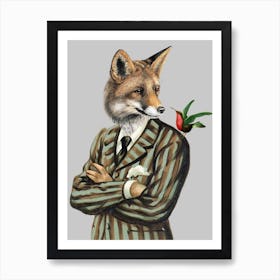 Fox With Bird Art Print