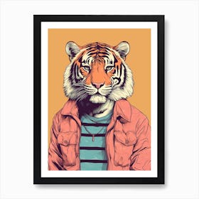 Tiger Illustrations Wearing A Shirt 1 Art Print