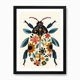 Colourful Insect Illustration June Bug 2 Poster