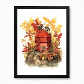 Blood Bee Beehive Watercolour Illustration 2 Art Print