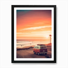 California Dreaming - VW Van Sunset Art Print