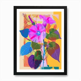 Morning Glory 7 Neon Flower Collage Art Print