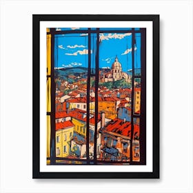 Window View Of Budapest Hungary In The Style Of Pop Art 2 Art Print