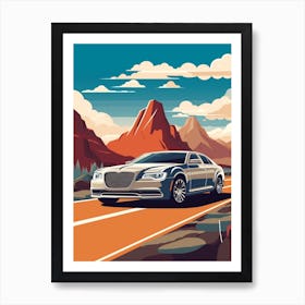 A Chrysler 300 In The Andean Crossing Patagonia Illustration 4 Art Print