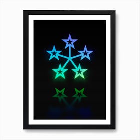 Neon Blue and Green Abstract Geometric Glyph on Black n.0356 Art Print