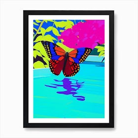 Butterfly On Flower Pop Art David Hockney Inspired 2 Art Print