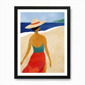 Beach Bliss | Beach Vacation Travel Illustration| Woman on Wild Beach | Female Body Art Art Print