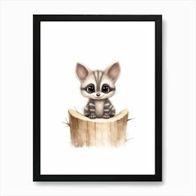 Watercolour Jungle Animal Baby Civet 4 Art Print