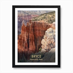 Bryce Canyon National Park Watercolour Vintage Travel Poster 4 Art Print