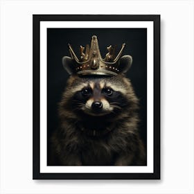 Vintage Portrait Of A Honduran Raccoon Wearing A Crown 1 Art Print