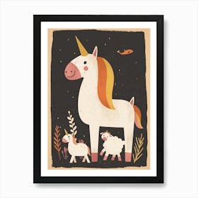 Unicorn & Animal Friends Muted Pastel 2 Art Print