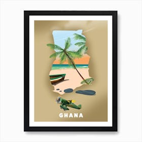 Ghana Travel Map Art Print