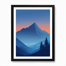 Misty Mountains Vertical Composition In Blue Tone 18 Art Print