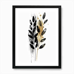 Black And Gold Leaves Canvas Print Art Print