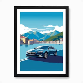 A Buick Regal Car In The Lake Como Italy Illustration 4 Art Print