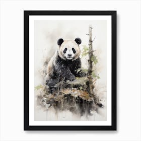 Panda, Japanese Brush Painting, Ukiyo E, Minimal 1 Art Print