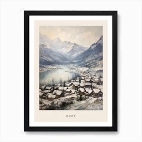 Vintage Winter Painting Poster Banff Canada 4 Art Print