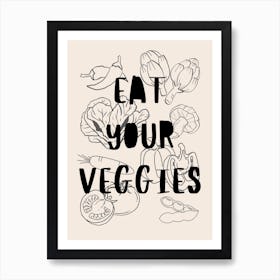 Eat Your Veggies B&W Poster