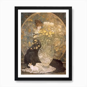 Queen With A Cat 1 Art Nouveau Style Art Print