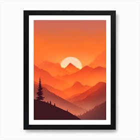 Misty Mountains Vertical Composition In Orange Tone 351 Art Print