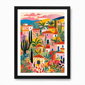 Cactus Village Colorful city Art Print