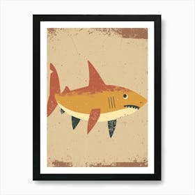 Muted Pastel Mustard Shark 1 Art Print
