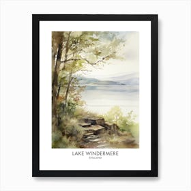 Lake Windermere 4 Watercolour Travel Poster Art Print