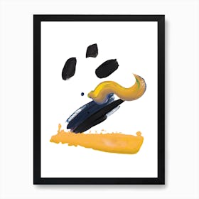 Realistic Mustard and Black Paint Stroked Art Print