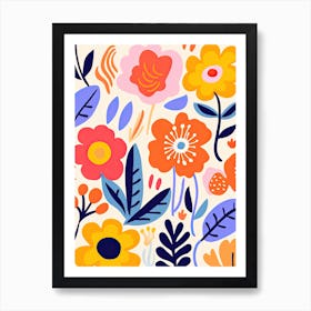 Whimsical Flower Serenade; Chromatic Blooms Art Print