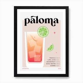 Paloma in Beige Cocktail Recipe Art Print