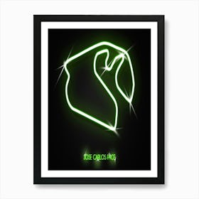 Autodromo Jose Carlos Pace Interlagos Brasil F1 Track neon Art Print