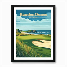 Bandon Dunes Golf Resort Championship Art Illustration Art Print