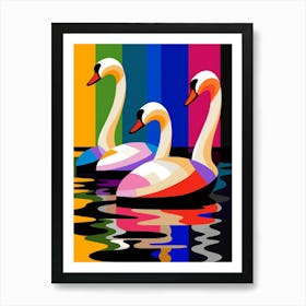 Swans Abstract Pop Art 4 Art Print