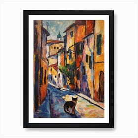 Painting Of Florence With A Cat In The Style Of Fauvism 4 Art Print