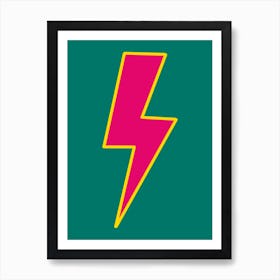 Pink, Yellow & Green Lightning Bolt Art Print