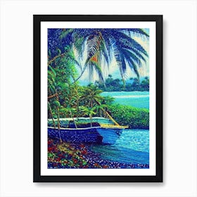 Guna Yala Panama Pointillism Style Tropical Destination Art Print