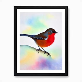 Robin 2 Watercolour Bird Art Print