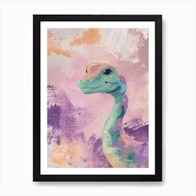 Sweet Lilac & Turquouse Dinosaur Portrait Art Print