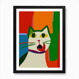 Cat With Tongue Out Art Print