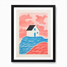 A House In Cape Cod, Abstract Risograph Style 1 Art Print