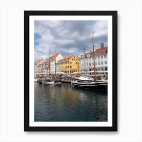 Copenaghen, Nyhavn District | Canal boat | Travel Photography Art Print