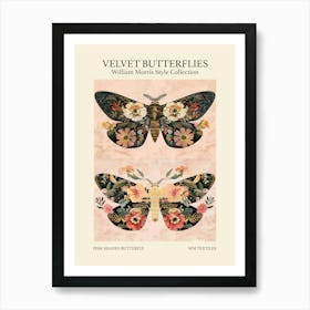 Velvet Butterflies Collection Pink Shades Butterfly William Morris Style 1 Art Print