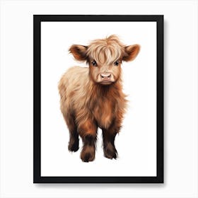 Simple Portrait Of Highland Cow Calf Art Print